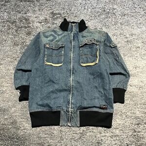 Vintage G-Unit Denim Jacket Youth Large Blue Full Zip Hip-Hop Y2K 2000s